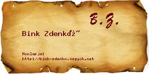 Bink Zdenkó névjegykártya